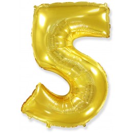 Воздушный шар Цифра 5, (40''/102 см), золото